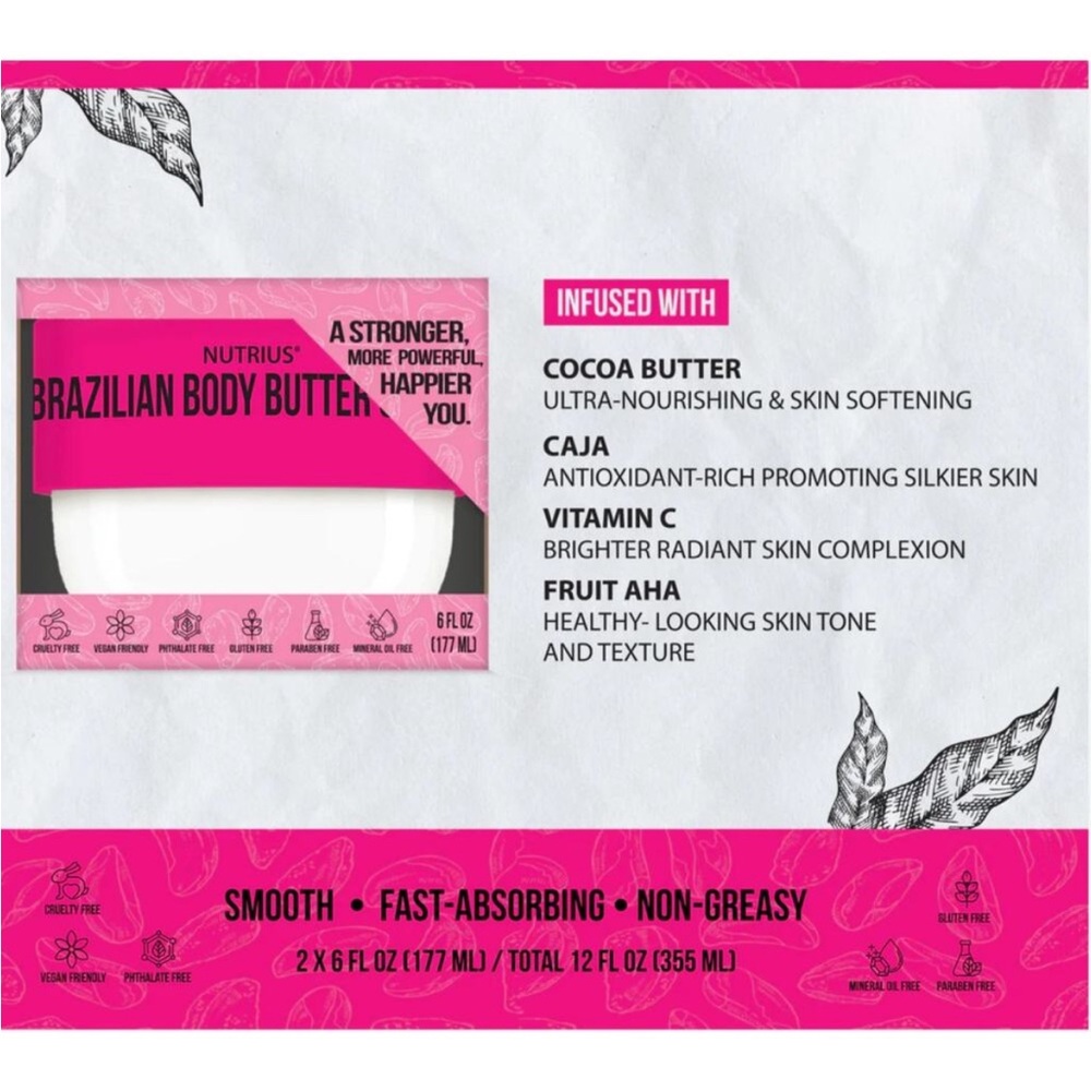 NEW Nutrius Berry Bliss Brazilian Body Butter Cream - 6 oz - Unopened - No Box - Picture 5 of 7
